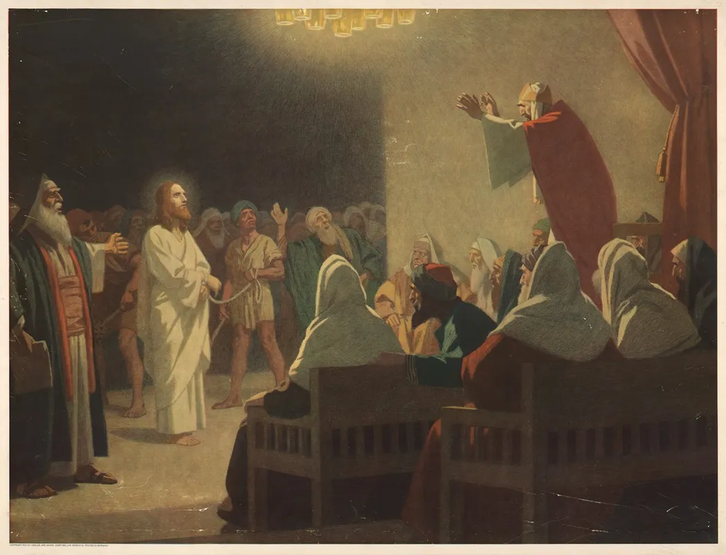 Jesus Is Questioned By The High Priest Wall Art by Gebhard Fugel - High-Resolution Digital Print