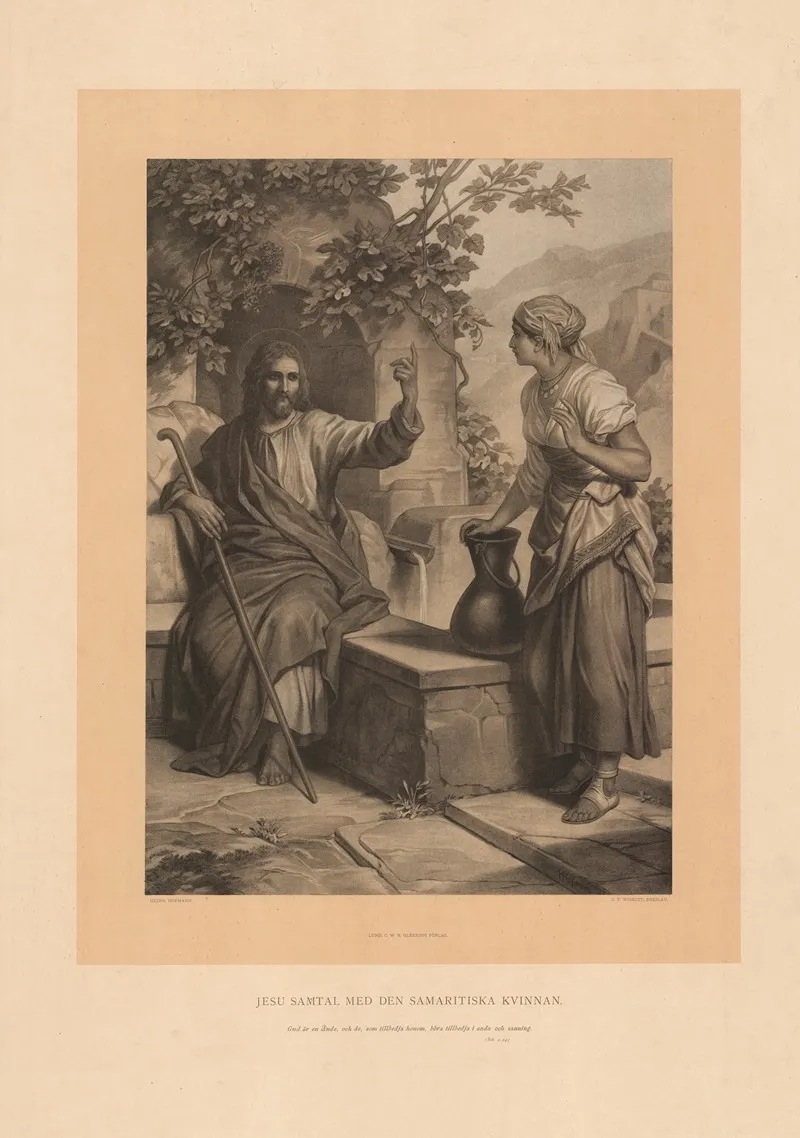 Jesus Og Den Samaritanske Kvinde Wall Art by Heinrich Hofmann - High-Resolution Digital Print