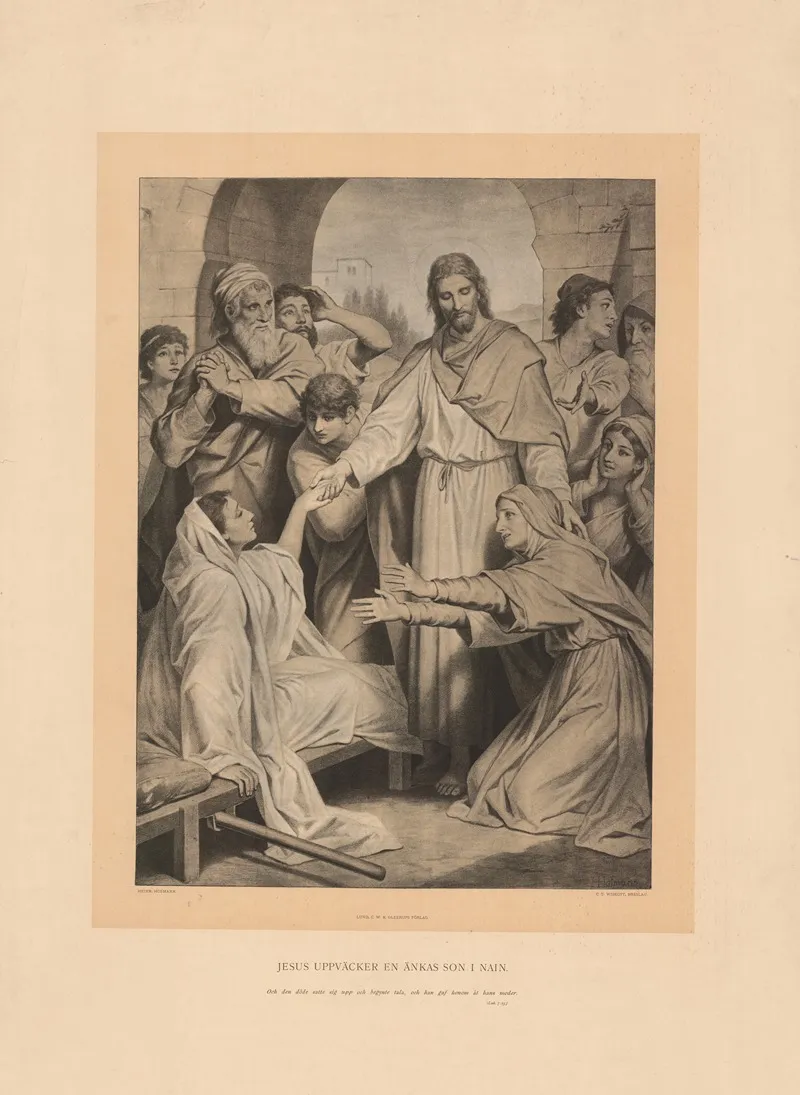 Jesus Opvaekker Enkens Son Fra Nain Wall Art by Heinrich Hofmann - High-Resolution Digital Print