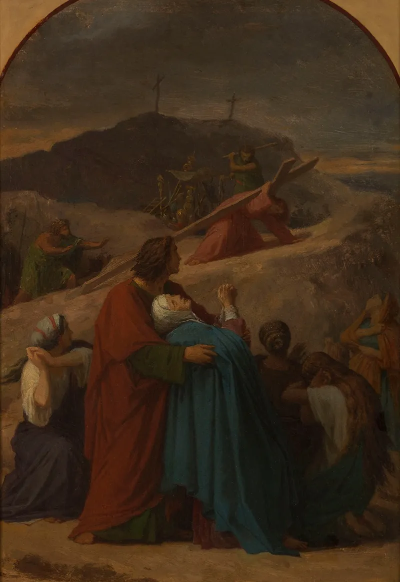 Jesus Portant Sa Croix La Vierge Sur Le Chemin Du Calvaire Wall Art by Émile Signol - High-Resolution Digital Print