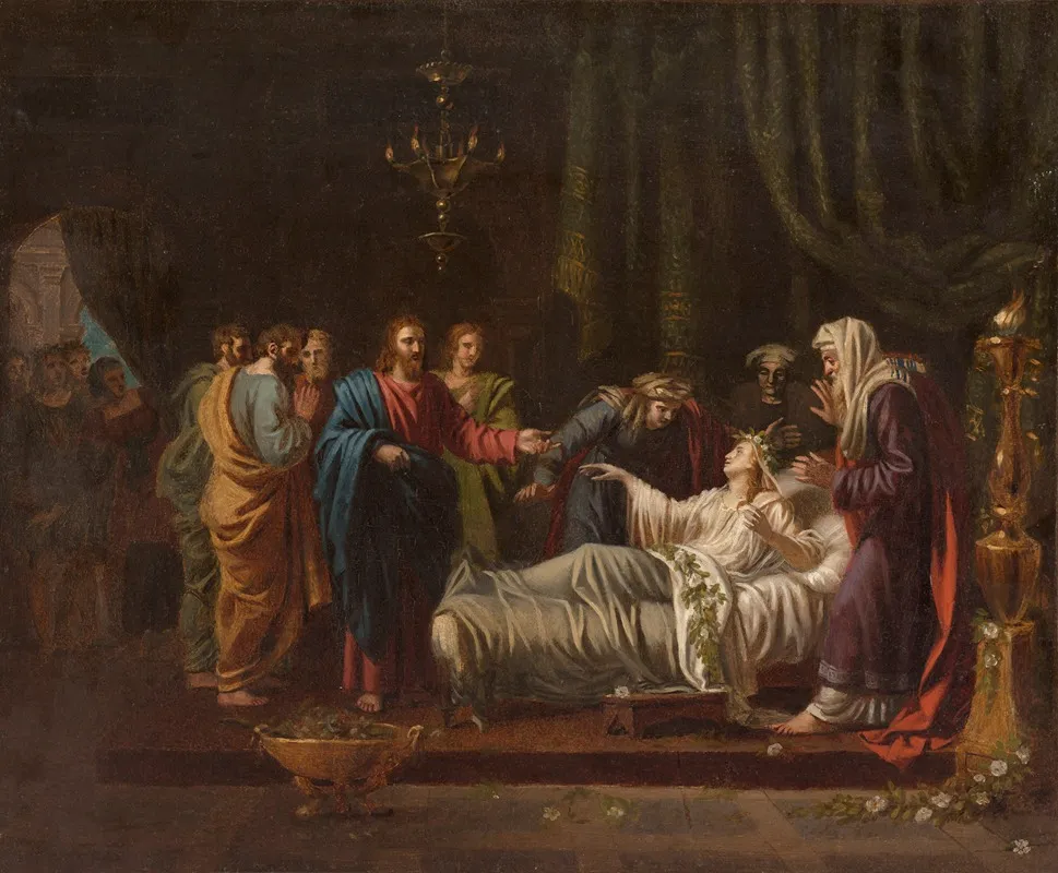 Jesus Ressuscitant La Fille De Jaire Wall Art by Jean Vignaud - High-Resolution Digital Print