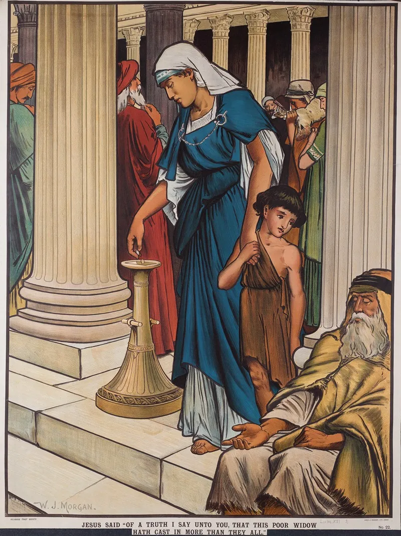 Jesus Said Of A Truth I Say Unto You That This Poor Widow Hath Cast In More Than They All Wall Art by Walter Jenks Morgan - High-Resolution Digital Print