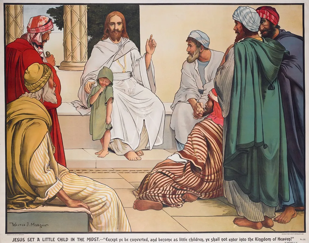Jesus Set A Little Child In The Midst Wall Art by Walter Jenks Morgan - High-Resolution Digital Print
