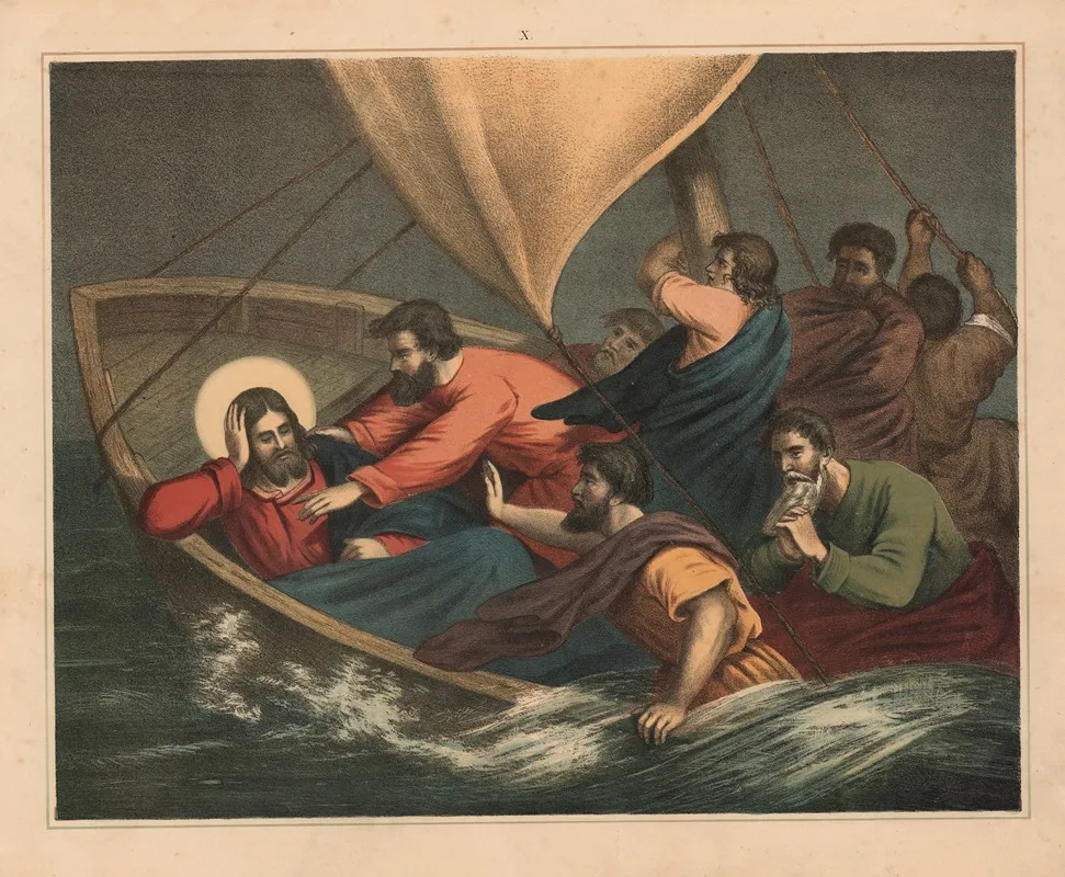 Jesus Sleeps During The Storm On The Lake Of Gennesaret Wall Art by Sandberg - High-Resolution Digital Print