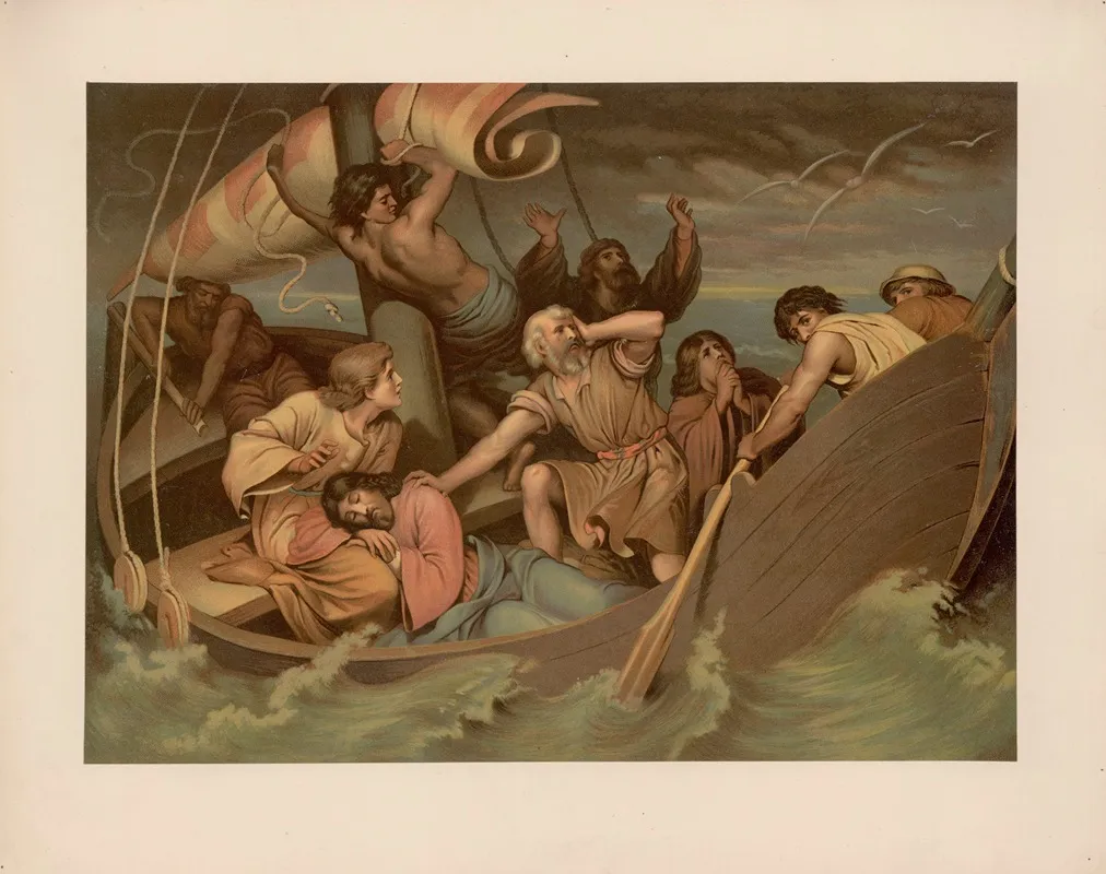 Jesus Sleeps During The Storm On The Sea Of galilee Wall Art by Ernst Pessler - High-Resolution Digital Print