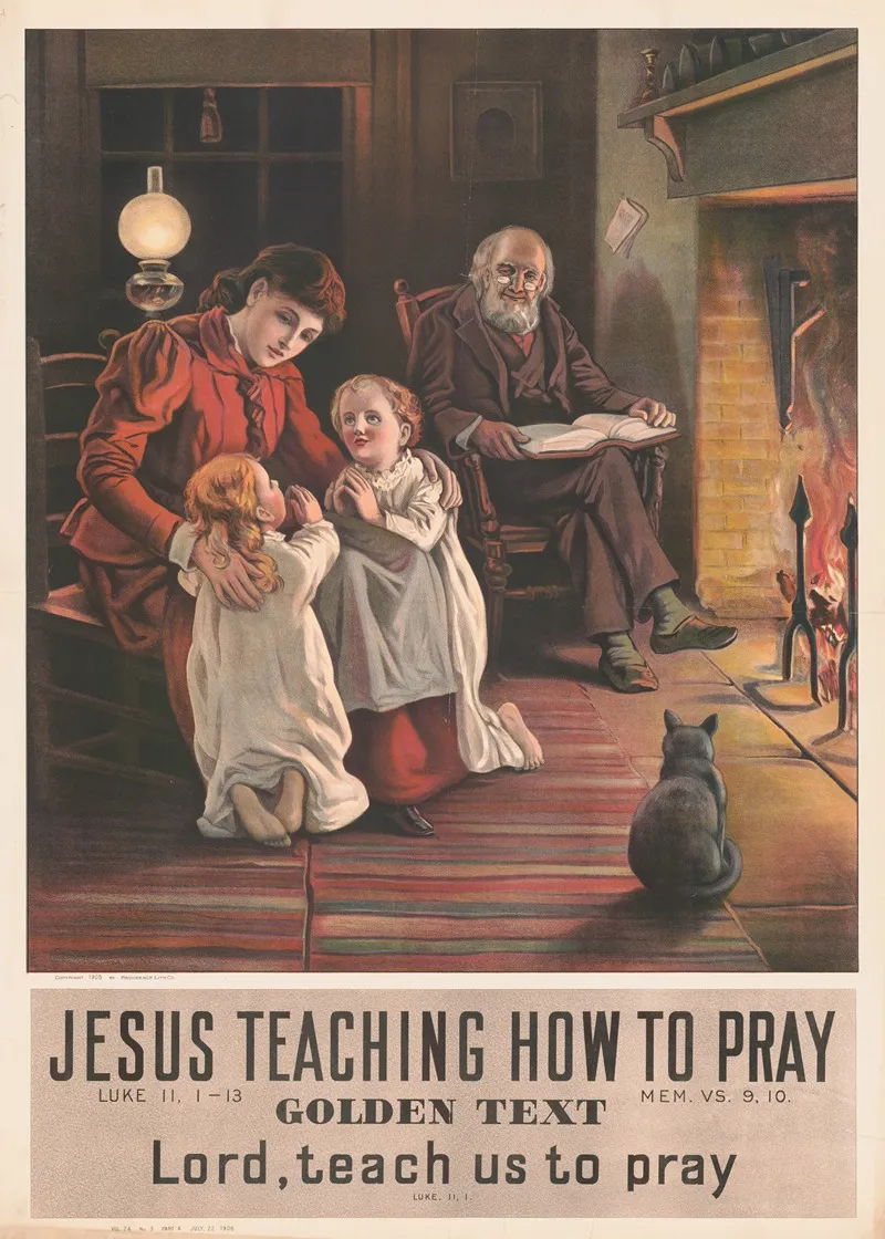 Jesus Teaching How To Pray Wall Art by Providence Lith. Co - High-Resolution Digital Print