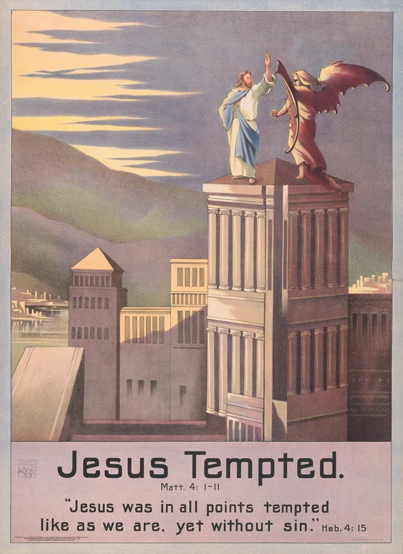 Jesus Tempted 2 Wall Art by Stecher Litho. Co - High-Resolution Digital Print