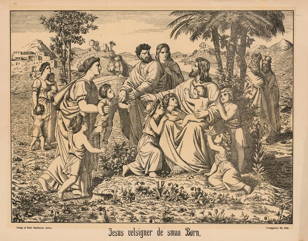Jesus Velsigner De Sma Born Wall Art by Brødr. Backhausen - High-Resolution Digital Print