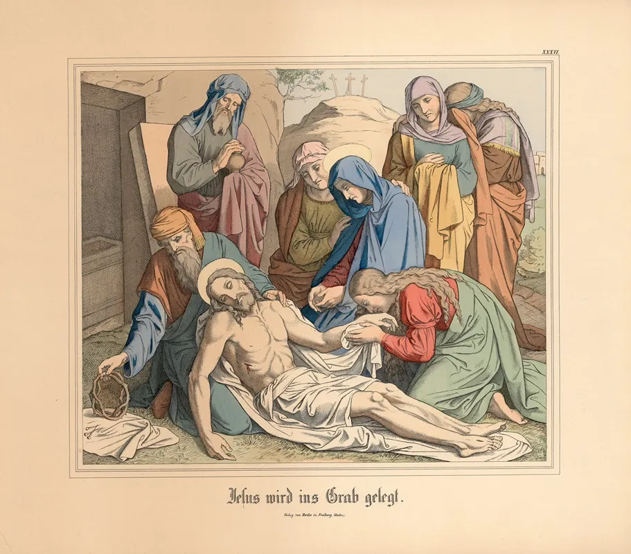Jesus Wird Ins Grab Gelegt Wall Art by Johann Nepomuk Heinemann - High-Resolution Digital Print