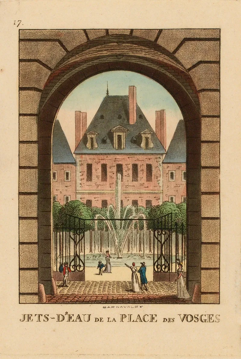 Jets Deau De La Place Des Vosges Wall Art by Louis Lecoeur ou Le Coeur - High-Resolution Digital Print