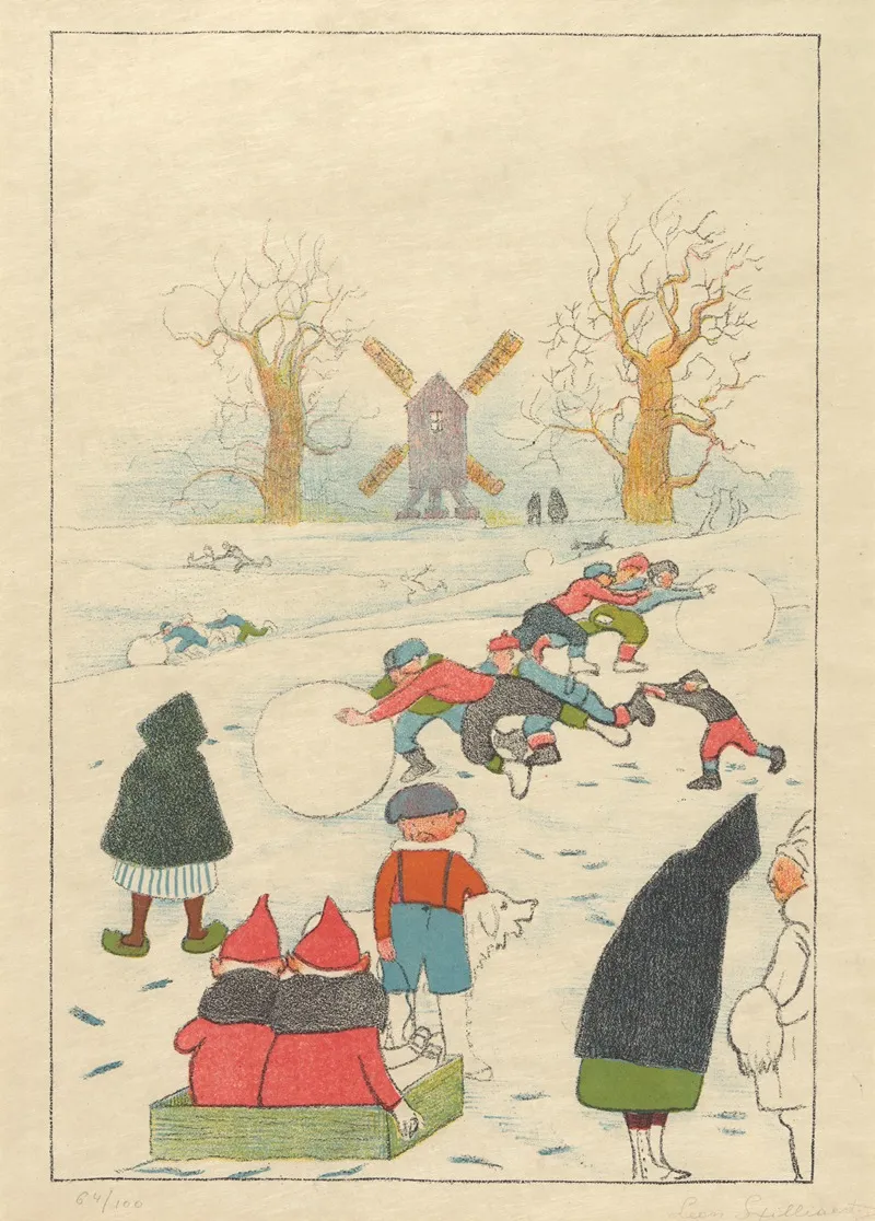 Jeu De Neige Devant Le Moulin