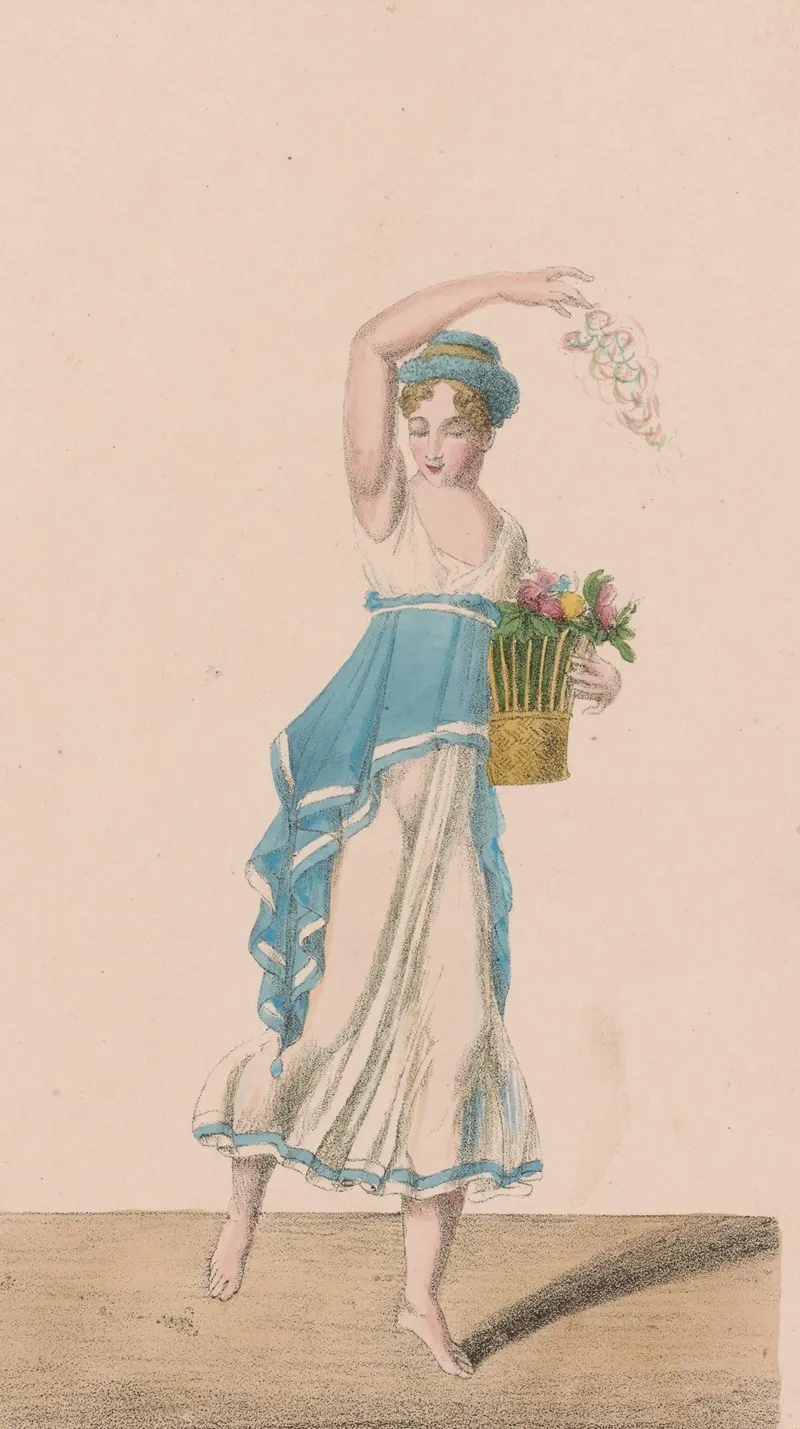 Jeune Ephesienne Semant Des Fleurs Choeurs Dans Olimpie Tragedie Lyrique Ballet Du 3e Acte Wall Art by Auguste Garneray - High-Resolution Digital Print