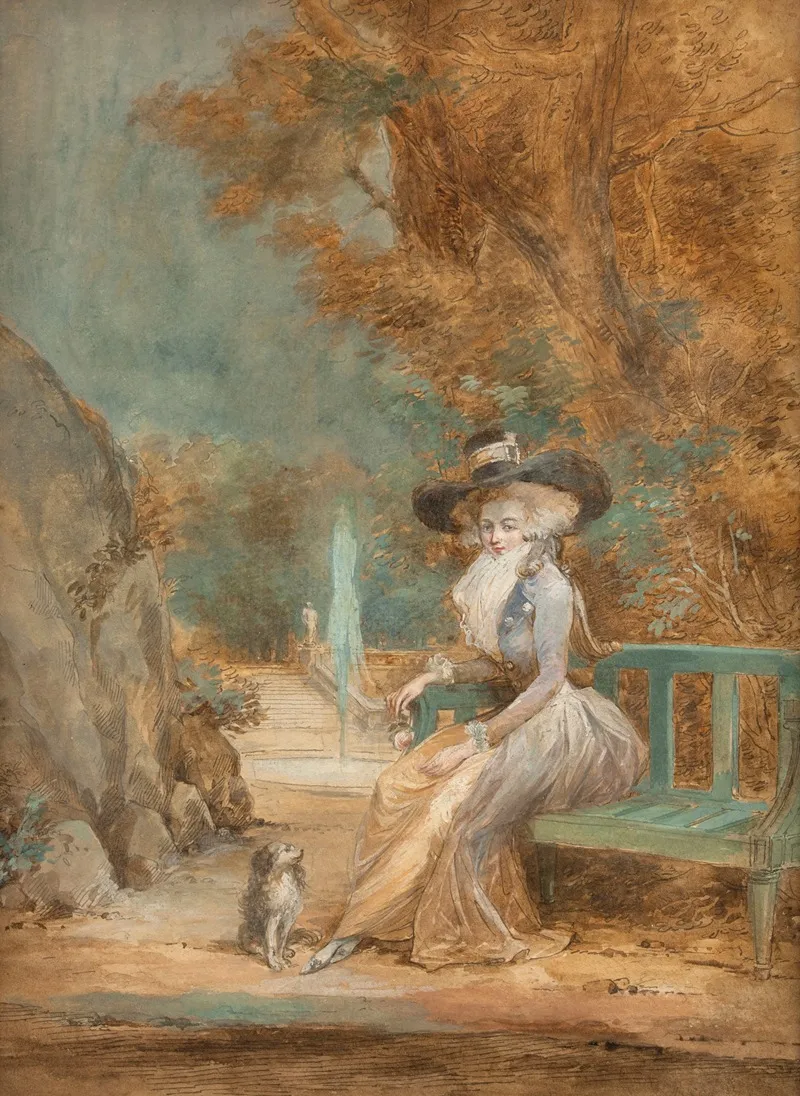 Jeune Feme Assise Dans Un Park Wall Art by Nicolas Lavreince - High-Resolution Digital Print