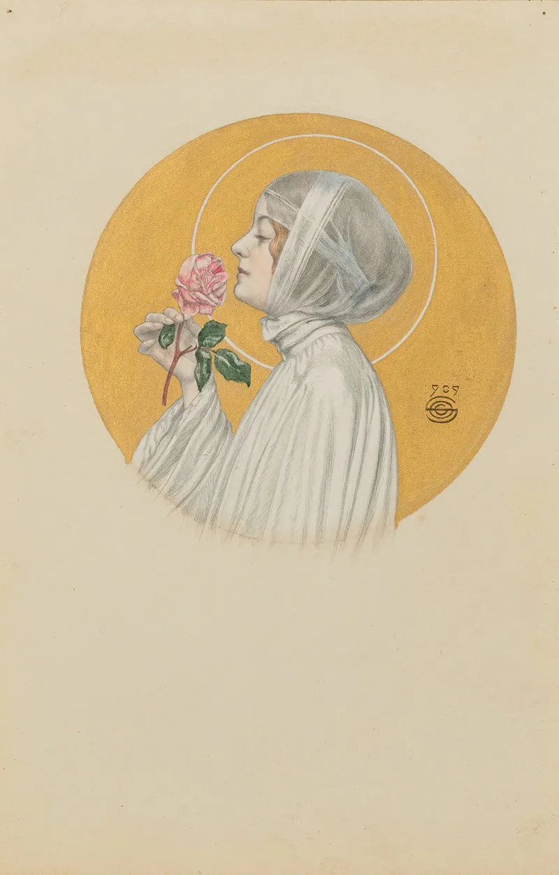 Jeune Femme A La Rose