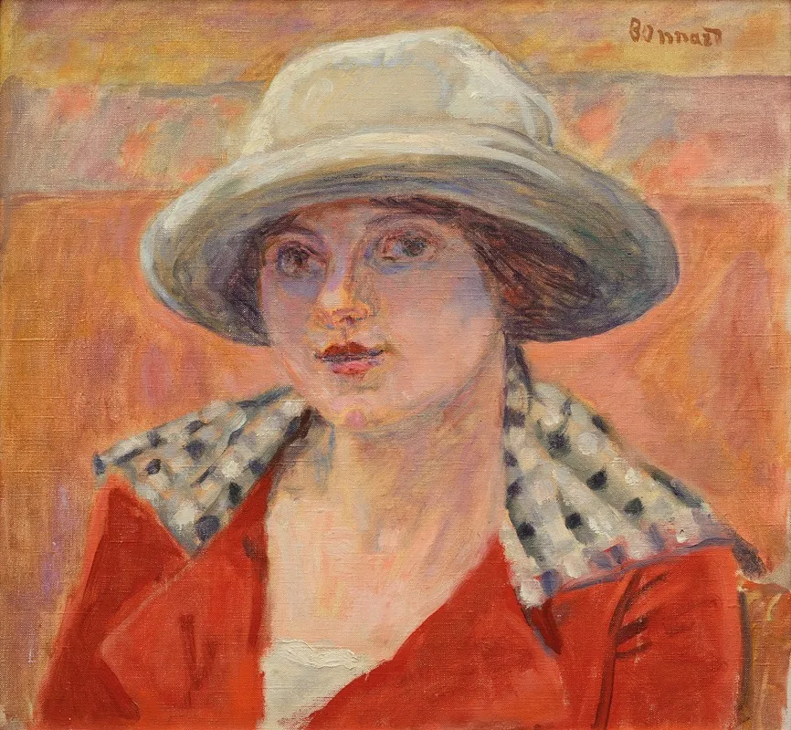 Jeune Femme Au Chapeau Blanc Ou Etude De Tete Wall Art by Pierre Bonnard - Canvas Print
