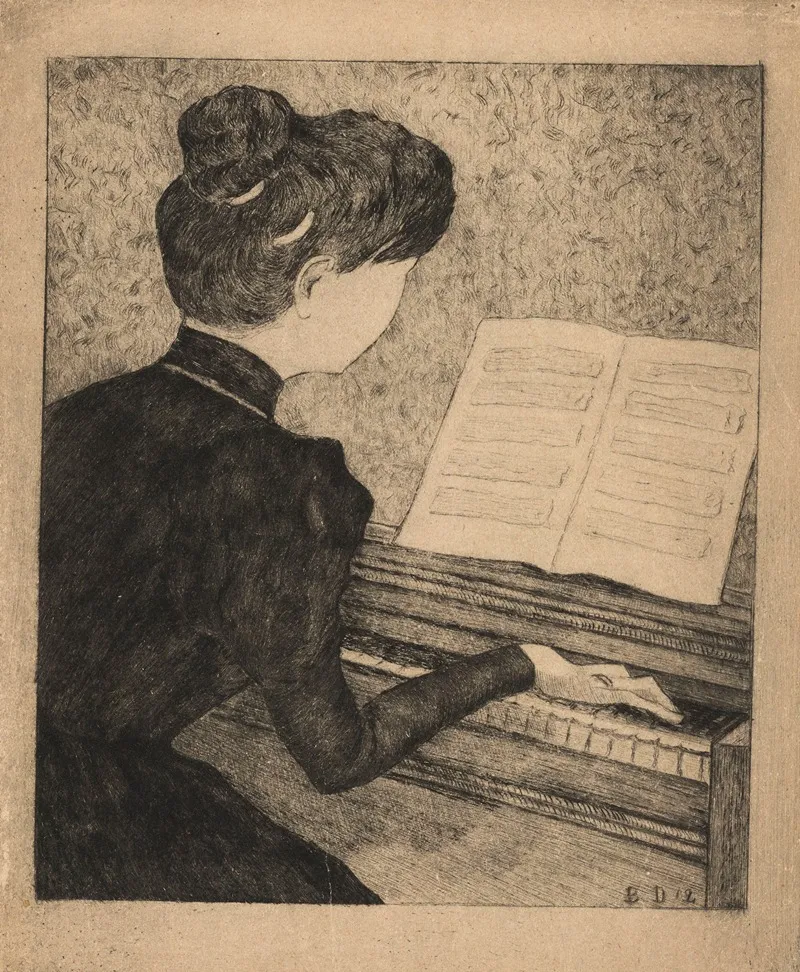 Jeune Femme Au Piano Wall Art by Blanche Derousse - High-Resolution Digital Print