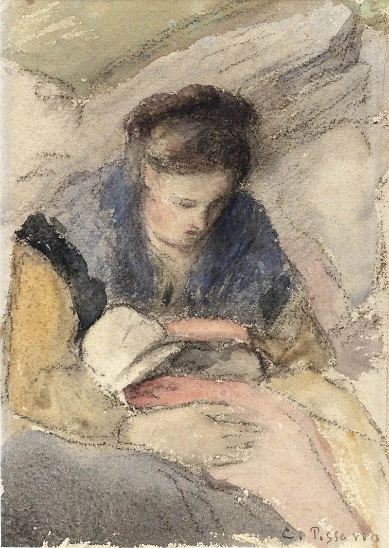 Jeune Femme Cousant 2 Wall Art by Camille Pissarro - High-Resolution Digital Print