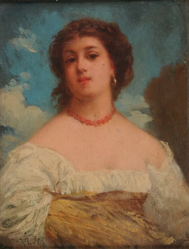 Jeune Femme Tenant Une Gerbe De Ble Wall Art by Edmond Hébert - High-Resolution Digital Print