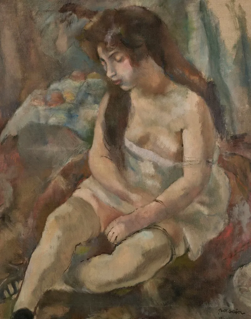 Jeune Fille Assise Avec Un Bol De Fruits Wall Art by Jules Pascin - High-Resolution Digital Print