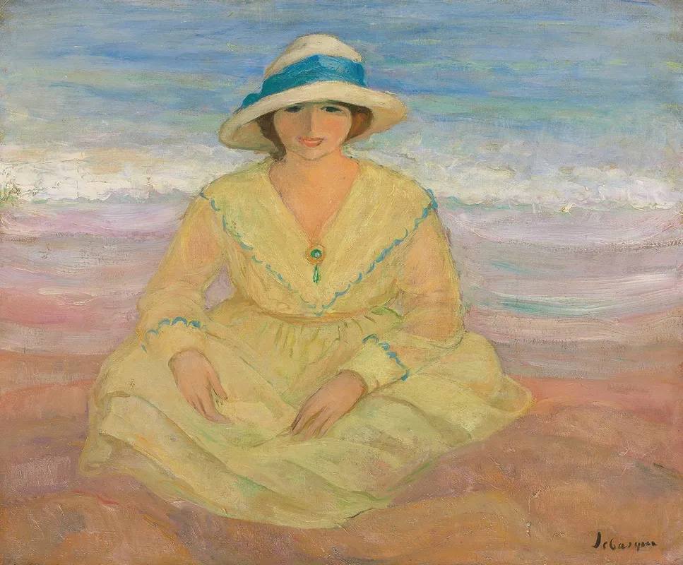 Jeune Fille Assise Sur La Plage Wall Art by Henri Lebasque - High-Resolution Digital Print