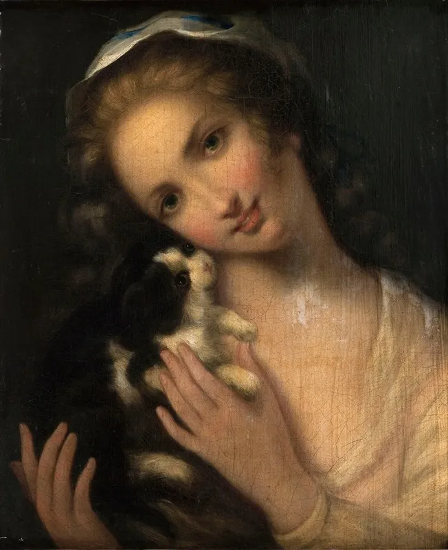Jeune Fille Au Chat Wall Art by Jean-Baptiste Greuze - High-Resolution Digital Print