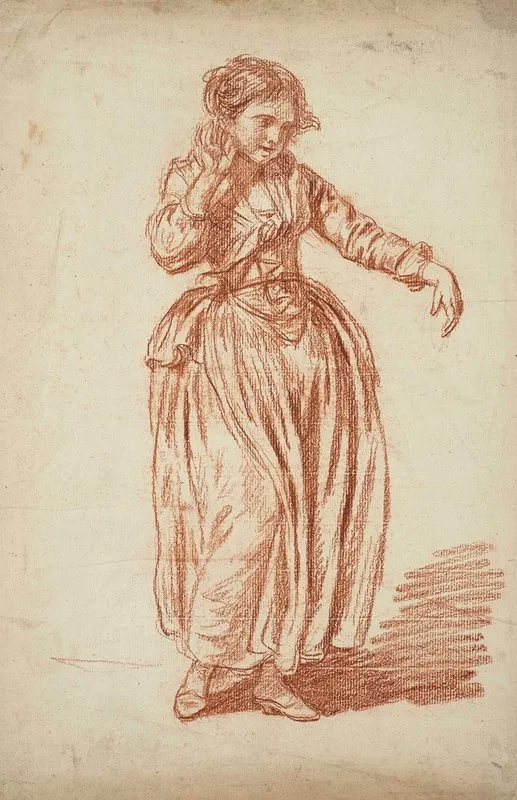 Jeune Fille Debout La Main Droite Sur Loreille Wall Art by Jean-Baptiste Greuze - High-Resolution Digital Print
