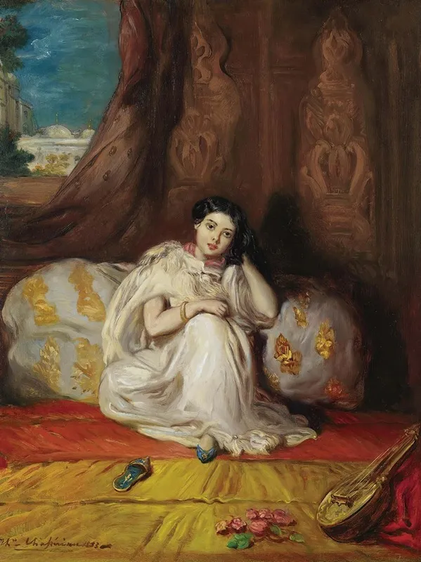 Jeune Fille Mauresque Assise Dans Un Riche Interieur Almee Wall Art by Théodore Chassériau - High-Resolution Digital Print