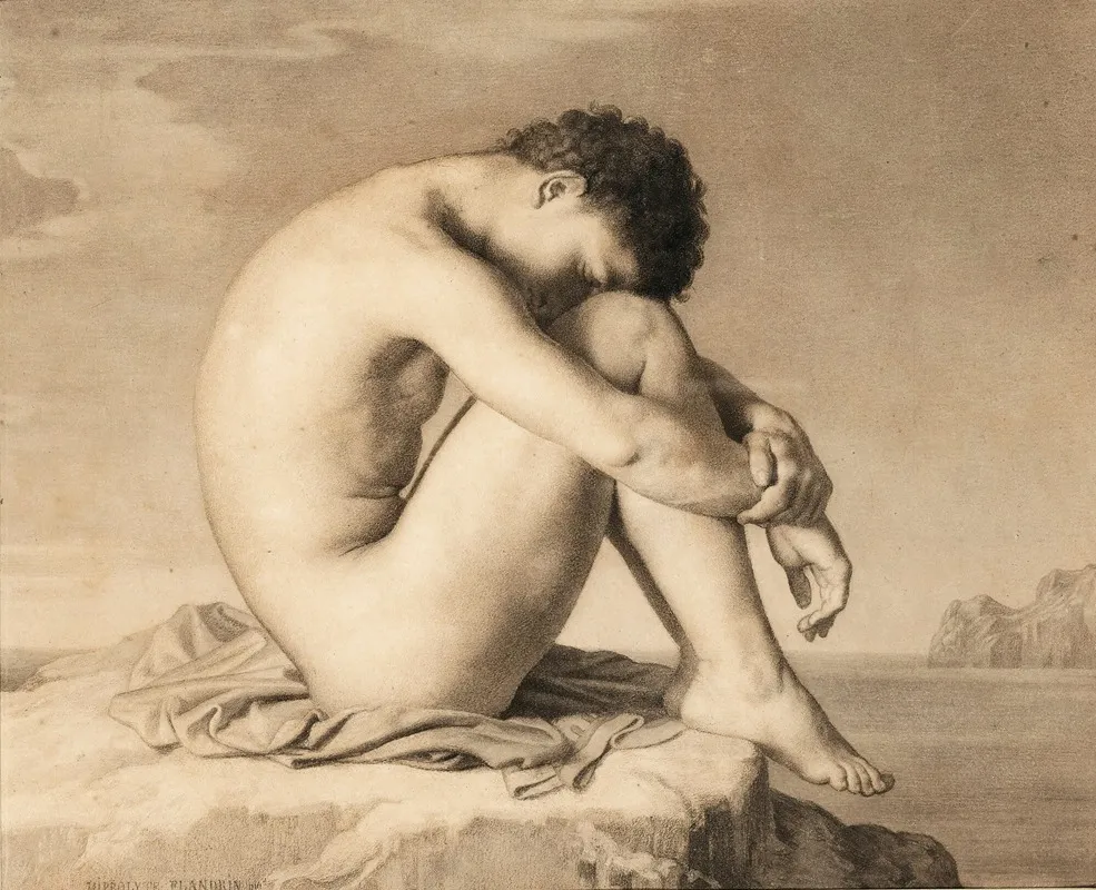 Jeune Homme Assis En Bord De Mer Dapres Hippolyte Flandrin Wall Art by Jean-Baptiste Danguin - High-Resolution Digital Print