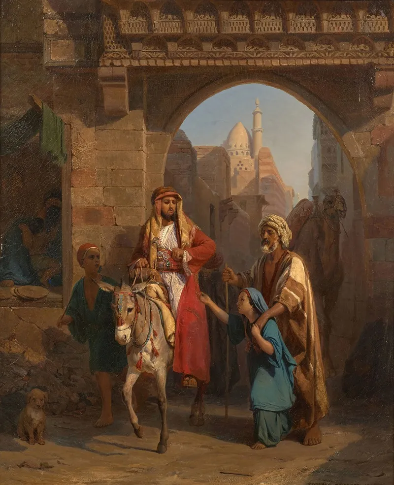 Jeune Mendiante Dans Une Rue Du Caire Wall Art by Edouard Girardet - High-Resolution Digital Print