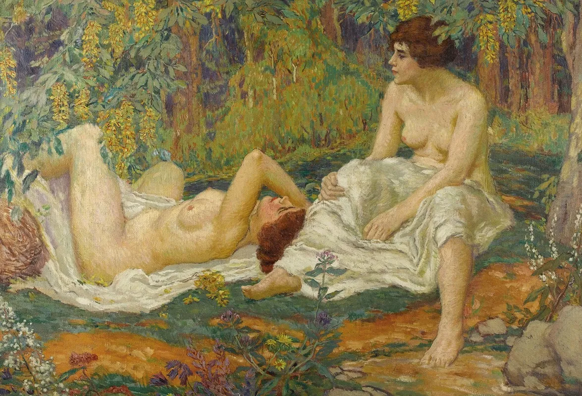 Jeunes Femmes Au Jardin Wall Art by Karel Špillar - High-Resolution Digital Print