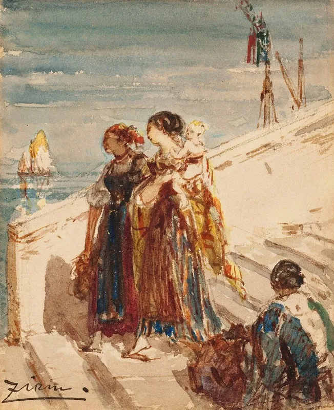 Jeunes Femmes Sur Le Pont De La Paille A Venise