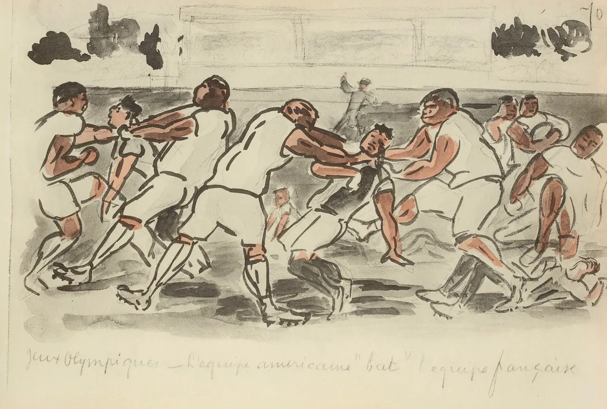 Jeux Olympiques Lequipe Americaine Bat Lequipe Francaise Wall Art by Paul Goute - High-Resolution Digital Print