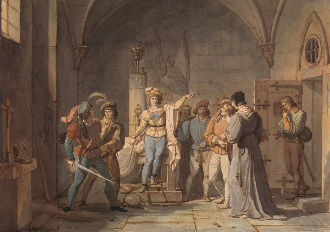Joan Of Arc Imprisoned In Rouen Wall Art by Pierre Henri Revoil - High-Resolution Digital Print