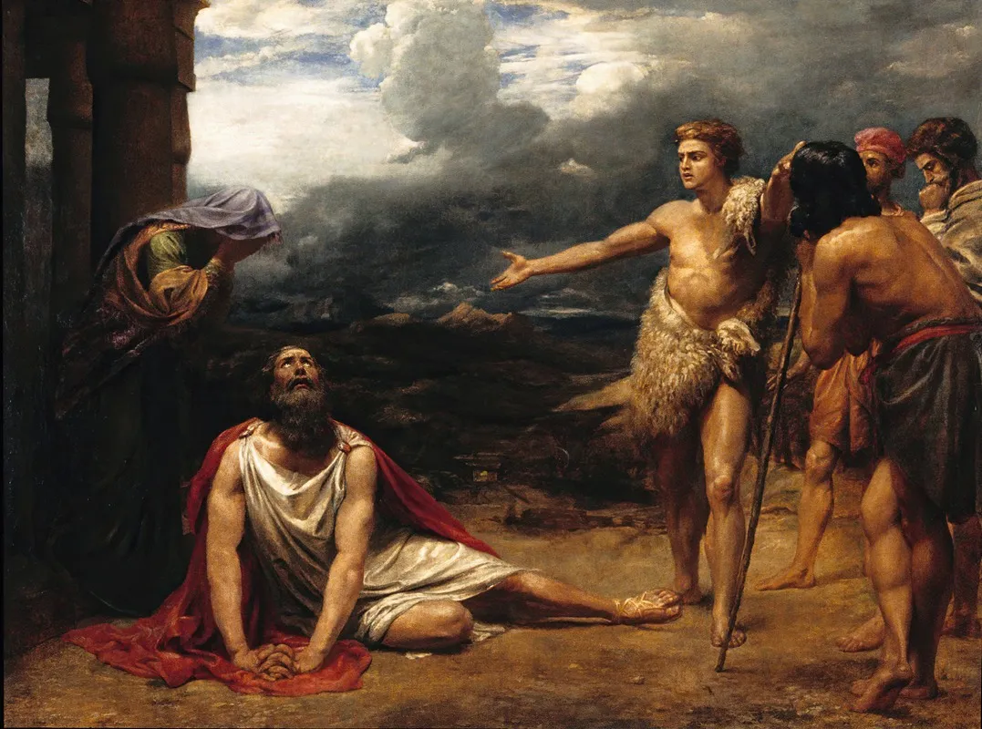 Job And The Messengers Job I 13 21 Wall Art by James Thomas Linnell - High-Resolution Digital Print