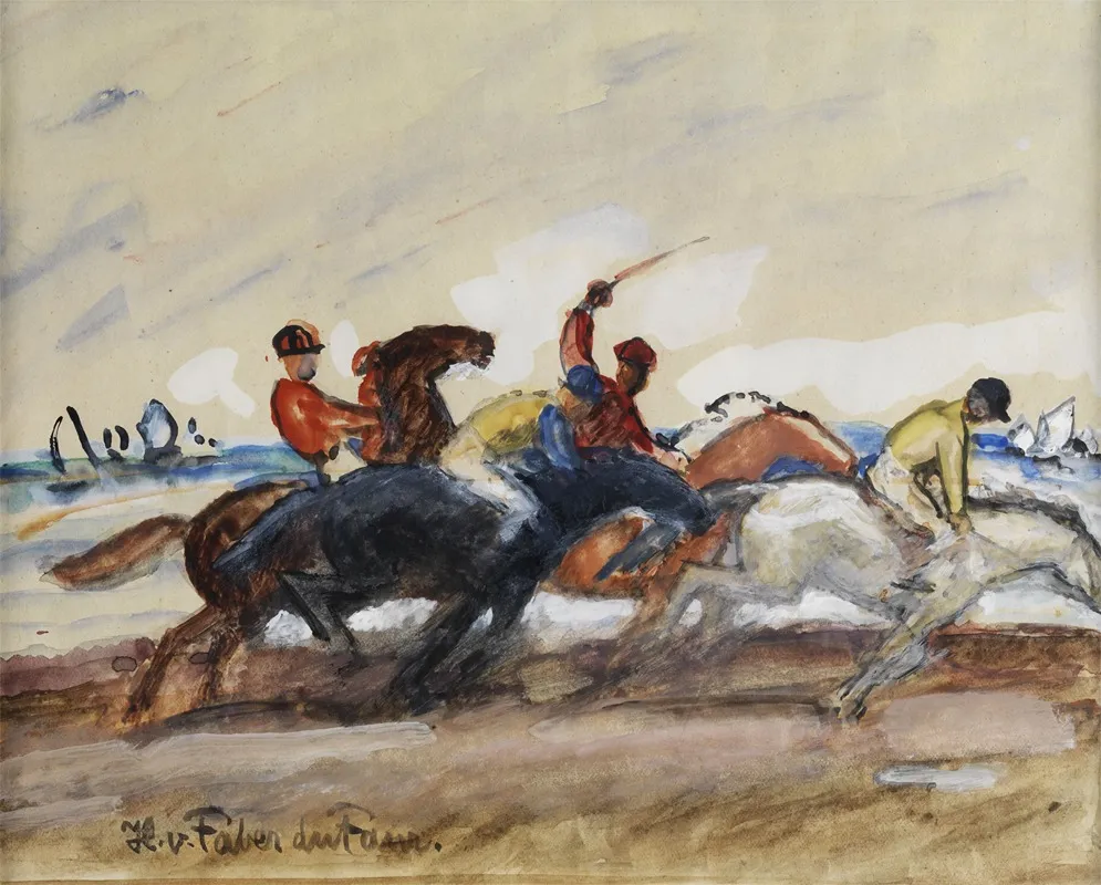 Jockeys Bei Einem Rennen Am Strand Wall Art by Hans von Faber du Faur - High-Resolution Digital Print