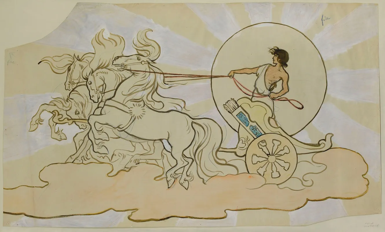 Joel Sur Son Char Tableau De La Piece Le Reve De Joel Wall Art by Lucien Marie François Métivet - High-Resolution Digital Print