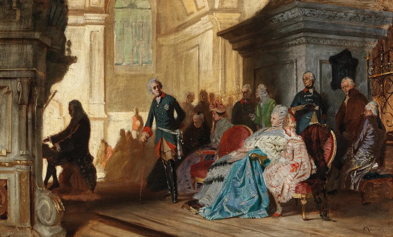 Johann Sebastian Bach At The Organ In Sanssouci In The Presence Of Frederick The Great And The Royal Family On 7 May 1747