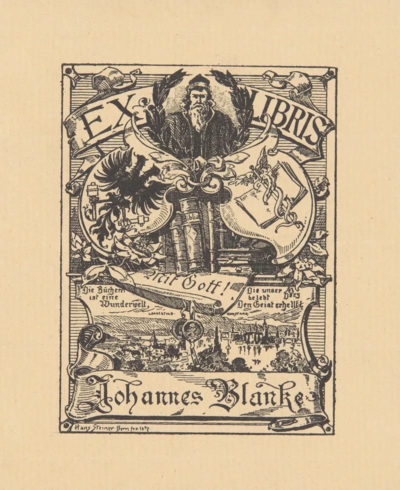 Johannes Blanke Ekslibris Wall Art by Hans Steiner - High-Resolution Digital Print