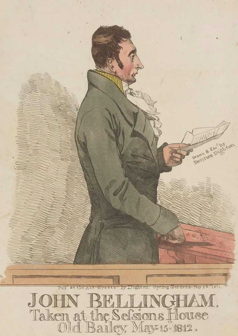 John Bellingham Taken At The Sessions House Old Bailey May 15 1812 Wall Art by Denis Dighton - High-Resolution Digital Print