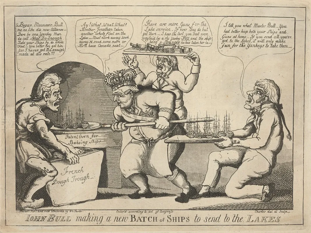 John Bull Making A New Batch Of Ships To Send To The Lakes Wall Art by William Charles - High-Resolution Digital Print