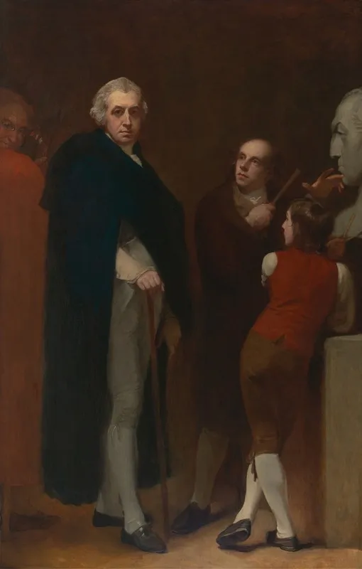 John Flaxman Modeling The Bust Of William Hayley Wall Art by George Romney - Canvas Print