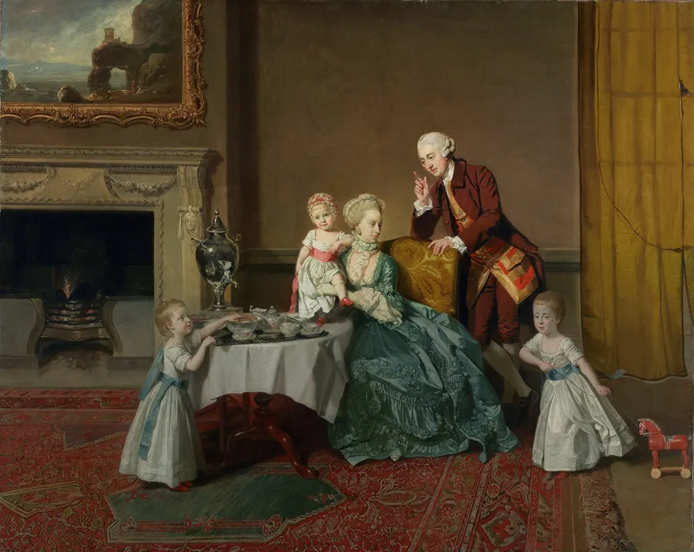 John Fourteenth Lord Willoughby De Broke And His Family Wall Art by Johan Joseph Zoffany - High-Resolution Digital Print