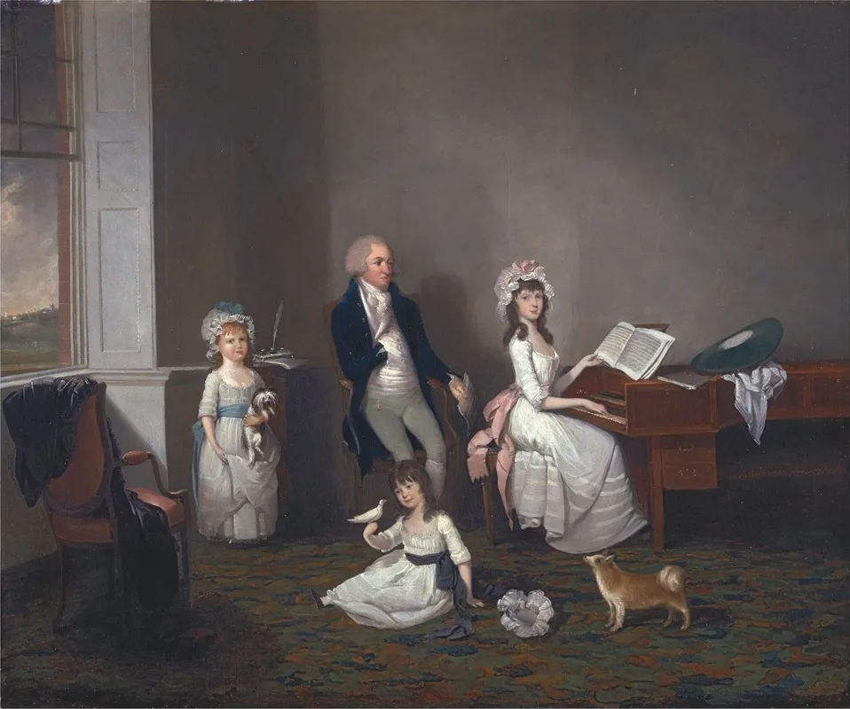 John Richard Comyns Of Hylands Essex With His Daughters