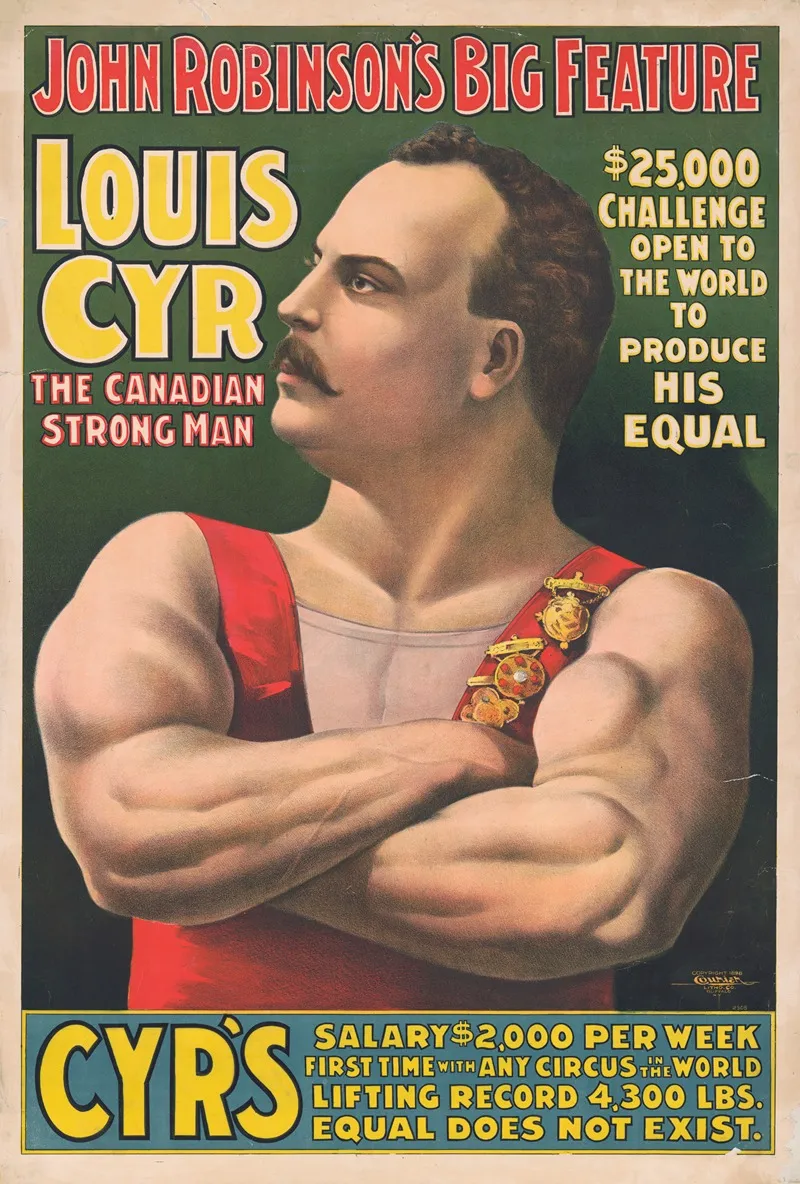 John Robinsons Big Feature Louis Cyr The Canadian Strongman Wall Art by Courier Litho. Co. - High-Resolution Digital Print