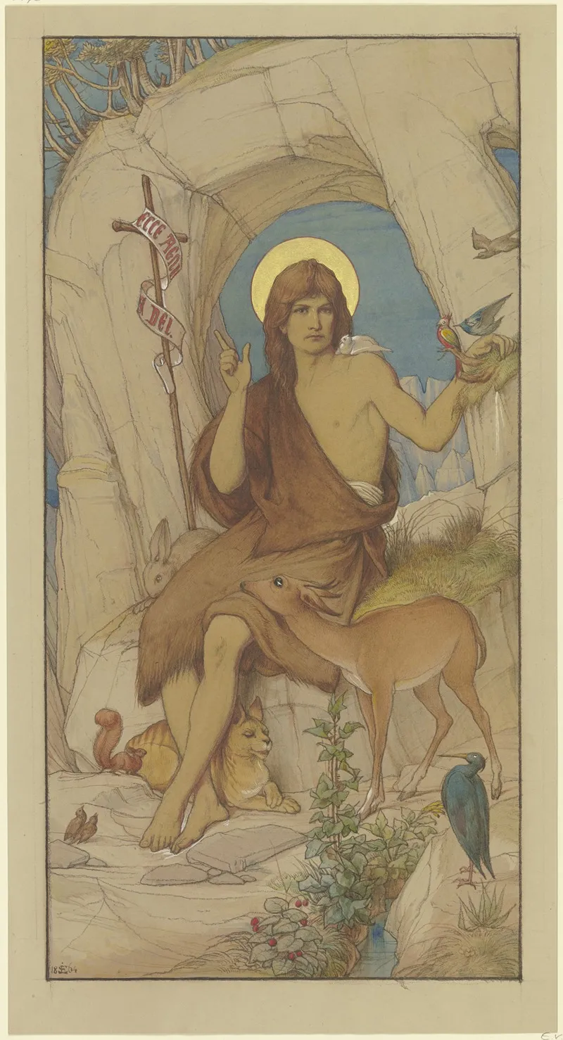 John The Baptist In The Wilderness Wall Art by Eduard von Steinle - High-Resolution Digital Print