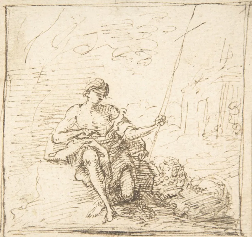 John The Baptist With A Lamb In The Wilderness