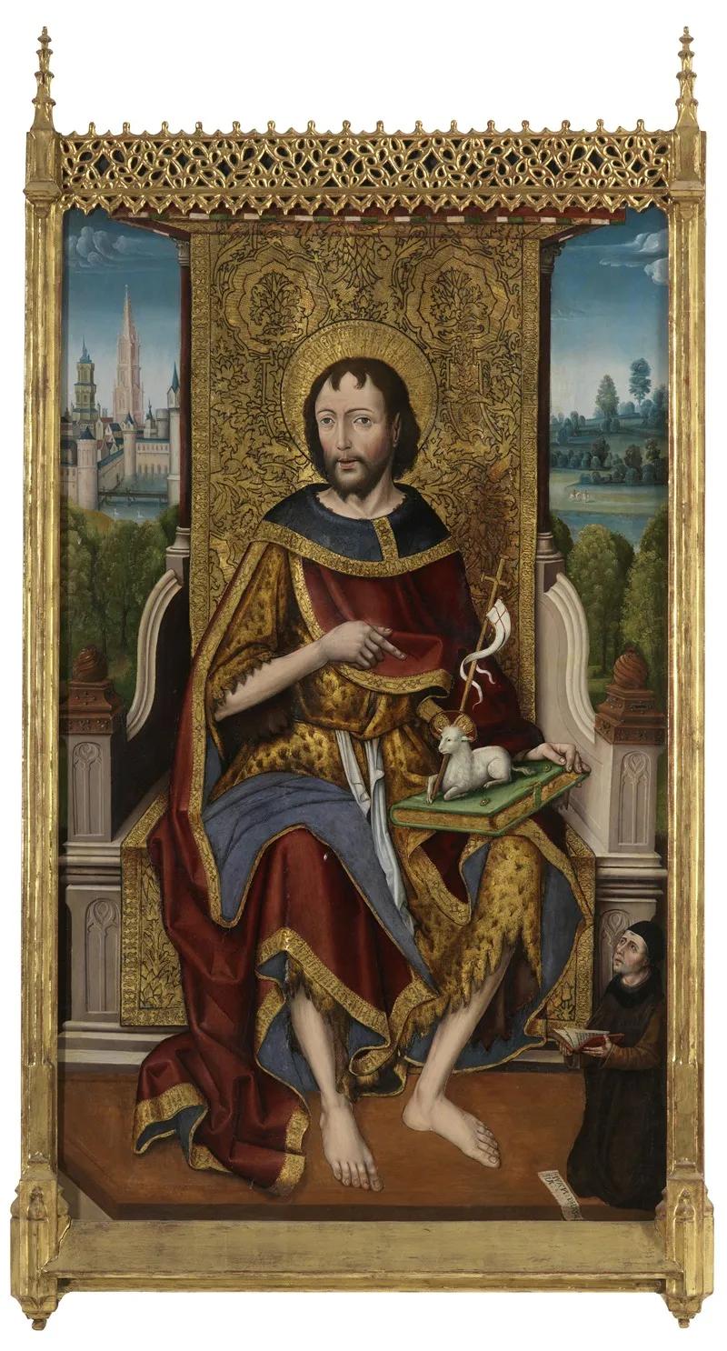 John The Baptist With Donor Ivan De La Pena Wall Art by Alvaro Sanchez - High-Resolution Digital Print