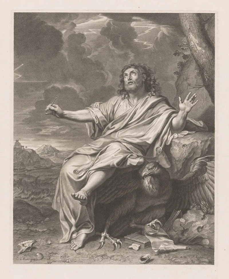 John The Evangelist On Patmos Wall Art by Francois de Poilly - High-Resolution Digital Print