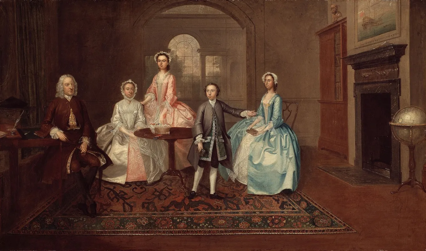 John Thomlinson And His Family Wall Art by Arthur Devis - High-Resolution Digital Print