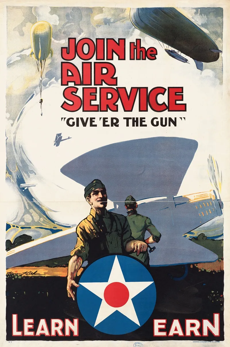 Join The Air Service Give Er The Gun 2 Wall Art by Warren Keith - High-Resolution Digital Print